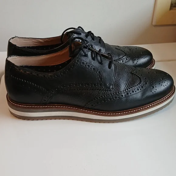Thomas & Vine Men's Conrad Wingtip Derby Leather Dress Shoes Black Sz US 9.5 - Picture 3 of 9